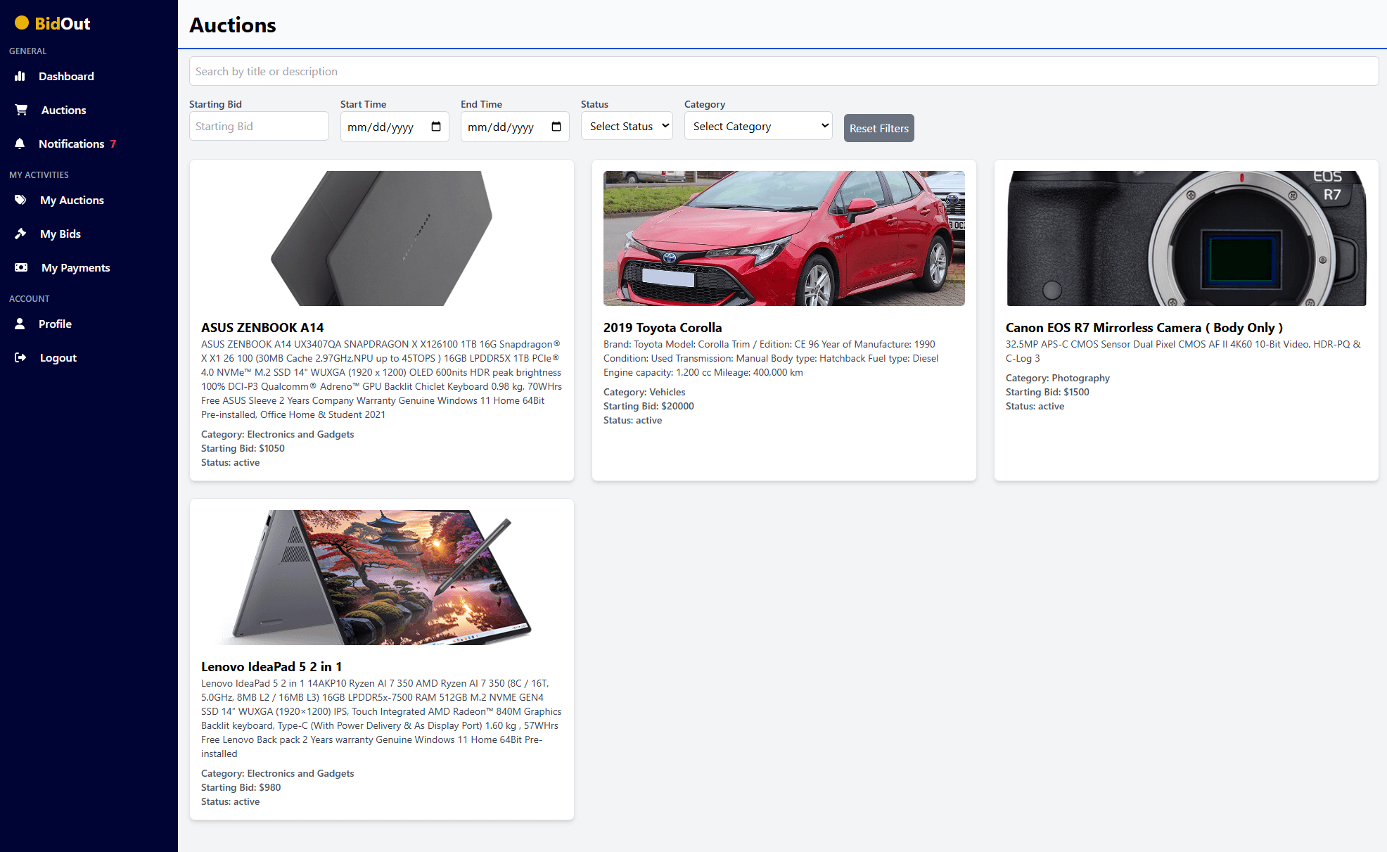 BidOut-Fully functional online auction management system